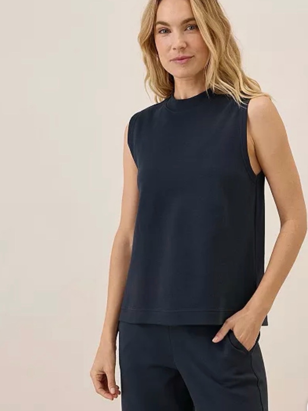 Pact Black Airplane Sleeveless Mock Neck Tank